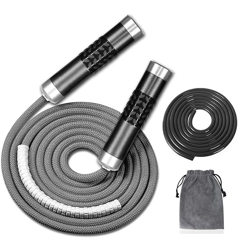 Weighted jump rope (1 pound), suitable for fitness training, anti-tangle ball bearings, high-speed jump rope, suitable for mixed martial arts, boxing, and weight loss, aluminum alloy handles, adjustable length.