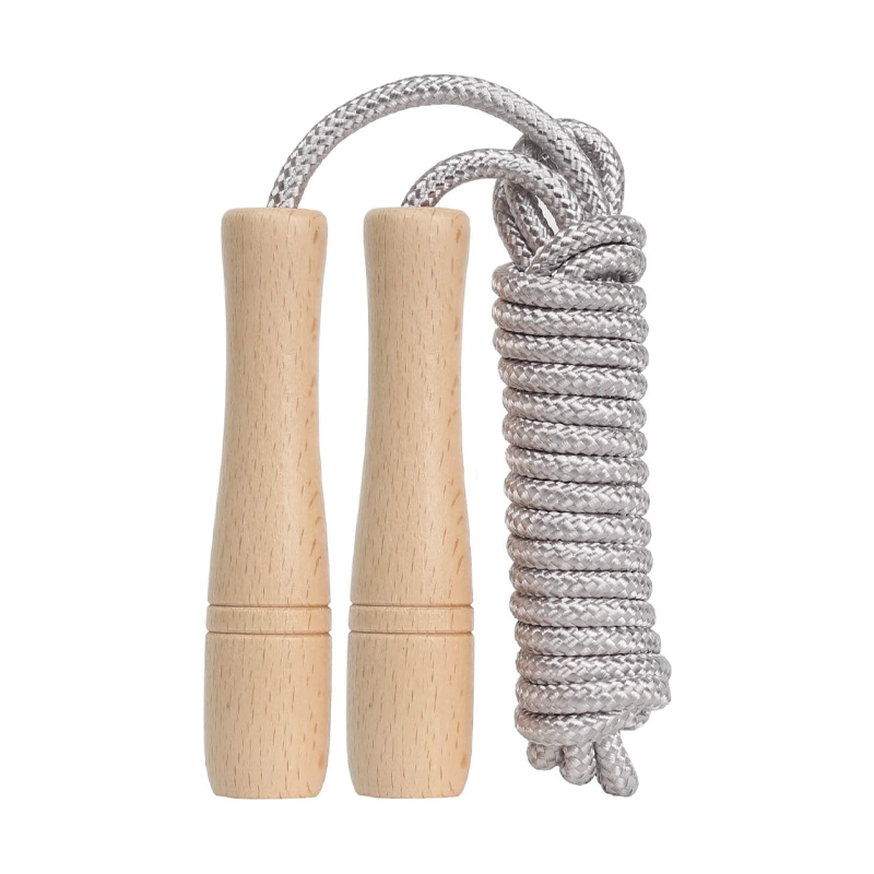 Kids' jump rope, 8.5-foot adjustable cotton jump rope with wooden handles, suitable for boys and girls' outdoor fitness exercises.