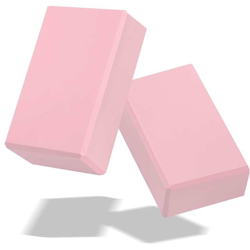 This 2-pack of yoga blocks is made of EVA foam, provides strong support, is latex-free, and is suitable for yoga practices such as Pilates, meditation, balance, stretching, and deep poses.